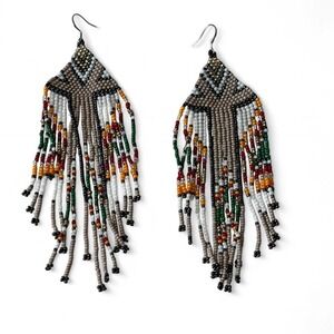 Beaded‎ Southwestern Fringe Statement Earrings